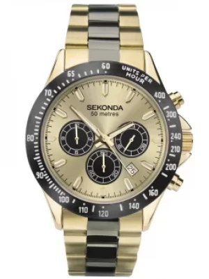 Sekonda Mens Classic Gold Dual-Time Dial Gold Plated Bracelet...