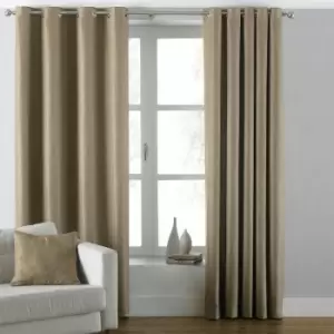 Rivapaoletti - Riva Paoletti Atlantic Woven Twill Lined Eyelet Curtains, Latte, 66 x 72 Inch