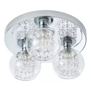 Spa Megara 3 Light Ceiling Light Decorative Crystal Clear Glass and Chrome