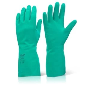 Click2000 Nitrile Gauntlet Flocked Lined Size 8 Medium Green Ref NGM