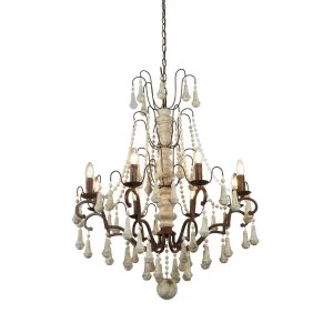 8 Light Chandelier Rustic Brown Finish, E14