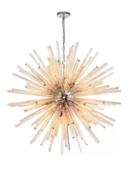 32 Light E27, Round Pendant Polished Nickel , Champagne Glass