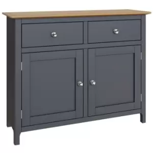 Taberno Sideboard Graphite Blue Solid Oak 2 Doors 2 Drawers Storage Cupboard - Blue