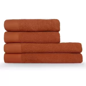 Textured Weave 4 Piece Hand/Bath Towel Set Pecan