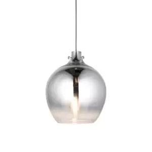 Udine Single Pendant Ceiling Lamp, Chrome Ombre Glass, Chrome Plate