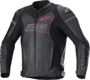 Alpinestars MM93 Austin V2 Waterproof Motorcycle Leather Jacket, black-red, Size 48, black-red, Size 48