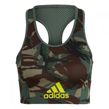 adidas Medium Support Camo Believe This Bra - Khaki , Green, Size S, Women