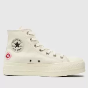 Converse White & Pink Chuck Taylor All Star Lift Hi Trainers