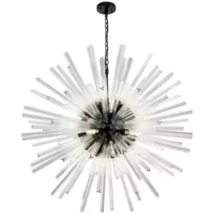 Luminosa Hornby 32 Light E27, Round Ceiling Pendant Matt Black, Clear Glass