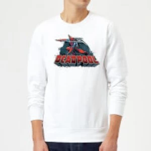 Marvel Deadpool Sword Logo Sweatshirt - White - XXL