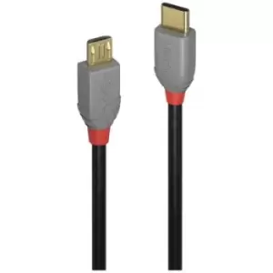 LINDY USB cable USB 2.0 USB-C plug, USB Micro-B plug 1m Black, Grey 36891