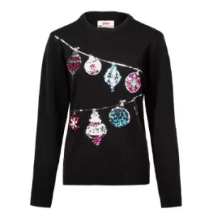 Star Christmas Knit Jumper Ladies - Black