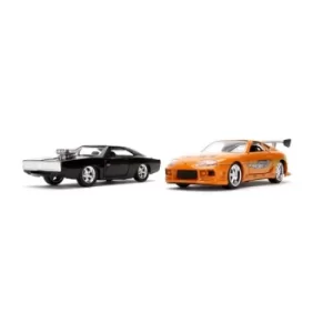 FAST & FURIOUS Dom's Dodge Charger R/T & Brians Toyota Supra Twin Pack Die-cast Vehicle, 8 Years or Above,...