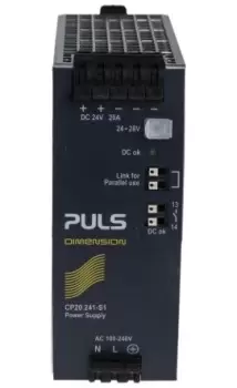 PULS CP DIN Rail Power Supply 100 240V ac Input, 24V dc Output, 20A 480W