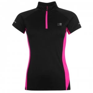 Karrimor quarter Zip Short Sleeve T Shirt Ladies - Black/Pink