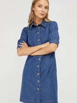 Monsoon Dacia Organic Cotton Denim Dress - Blue, Size 10, Women