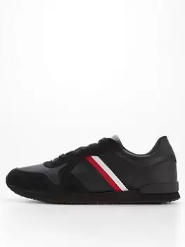 Tommy Hilfiger Iconic Leather Runner Trainers - Black, Size 40, Men