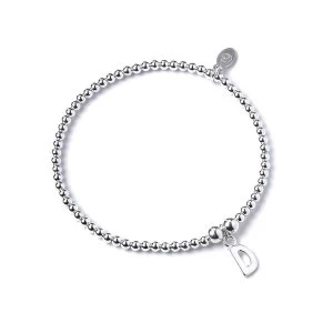 Initial D Charm with Sterling Silver Ball Bead Bracelet