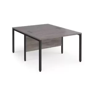 Maestro 25 back to back straight desks 1200mm x 1600mm - Black bench leg frame and grey oak top