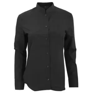 Kariban Womens/Ladies Long Sleeve Mandarin Collar Shirt (XXL) (Black)