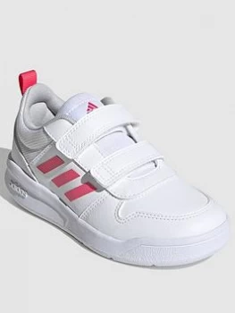 adidas Kids Unisex Tensaur Trainer - White/Pink, Size 10