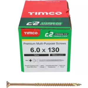 Timco Yellow C2 Strong-Fix Double Countersunk PZ3 Screws - 6 x 130mm ( 100 Box )