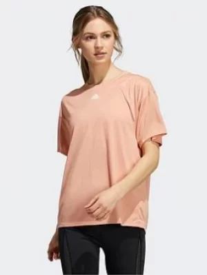 adidas Training 3-stripes Aeroready T-Shirt, Pink, Size L, Women