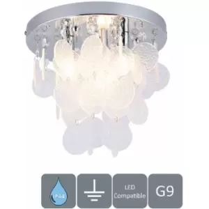 Harperliving - Crystal Bathroom Ceiling Light 3xG9 Cap Type Modern Water Resistant (IP44) Circular Crystals