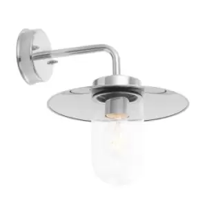 Outdoor Wall Light IP44 Polished Stainless Steel & Clear Glass 42W E27 GLS