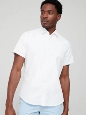 BOSS Rash 1 Short Sleeve Oxford Shirt, White, Size S, Men