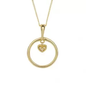 Yellow Gold Open Circle with Diamond mini Heart Pendant GP2338