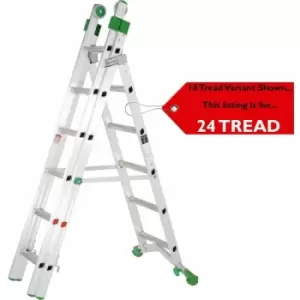 Loops - premium 24 Tread Combination Ladder 3 Section Extension Step Frame & Stairwell