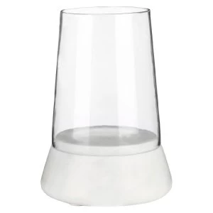 Premier Housewares Sena Hurricane Candle Holder - White Marble/Glass