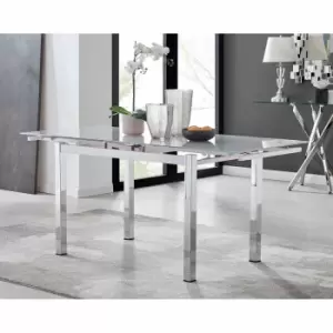 Furniture Box Enna White Glass Extending Four To Six Seater Dining Table