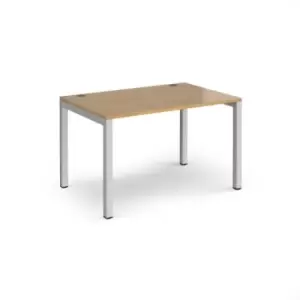 Bench Desk Single Person Rectangular Desk 1200mm Oak Tops With Silver Frames 800mm Depth Connex