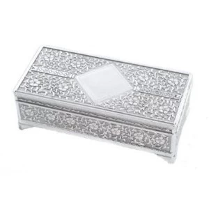 Sophia Silverplated Trinket Box - Floral Oblong