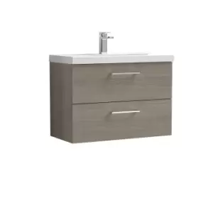 Nuie Arno 800mm Wall Hung 2 Drawer Vanity & Basin 3 Solace Oak