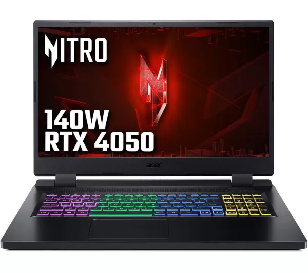 Acer Nitro 5 AN517-55-74P6 17.3" Gaming Laptop - Intel Core i7, RTX 4050, 1TB SSD, Black