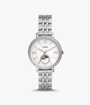 Fossil Women Jacqueline Sun Moon Multifunction Stainless Steel Watch