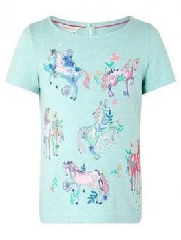 Monsoon Girls S.E.W. Adele Unicorn Top - Aqua