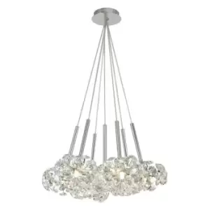 Luminosa Lighting - Luminosa , 7 Light G9 1.5m Cluster Pendant With Polished Chrome And Crystal Shade