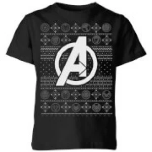 Marvel Avengers Logo Kids Christmas T-Shirt - Black - 11-12 Years