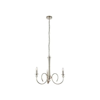 Interiors 1900 Lighting - Interiors Fabia - 3 Light Multi Arm Lamp Pendant Polished Nickel Plate, Clear Crystal, E14