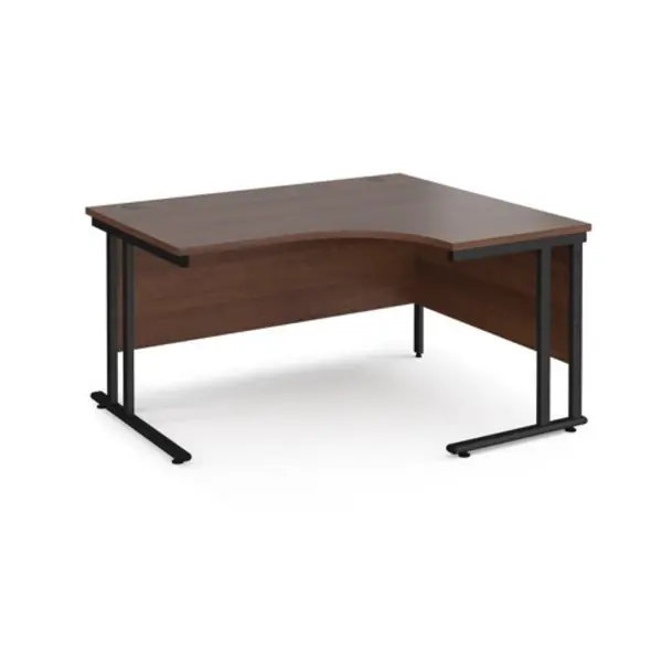 Office Desk Right Hand Corner Desk 1400mm Walnut Top With Black Frame 1200mm Depth Maestro 25 MC14ERKW