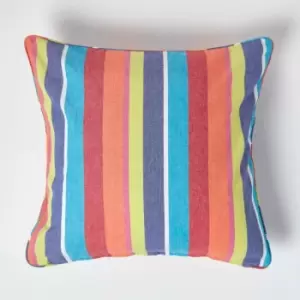 Homescapes - Cotton Multi Coloured Stripe Cushion Cover, 60 x 60cm - Multi Colour