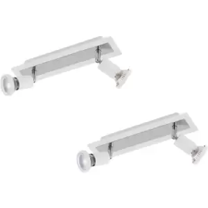 2 PACK Wall Ceiling 2 Spot Light Colour White Chrome Shade & Back Plate GU10 5W