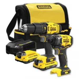 STANLEY FATMAX V20 18V Cordless Combi Drill and Impact Driver Kit with Soft Bag (SFMCK465D2S-GB)