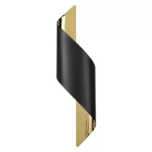 Luminosa Wall Lamp Large, 1 x 8W LED, 3000K, 640lm, Sand Black, Gold, 3yrs Warranty