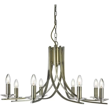 Searchlight Ascona - 8 Light Chandelier Antique Brass Finish, E14