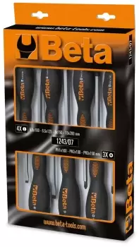 Beta Tools 1243/D7 7pc Steel Head Flat/Slotted & Phillips Screwdriver Set